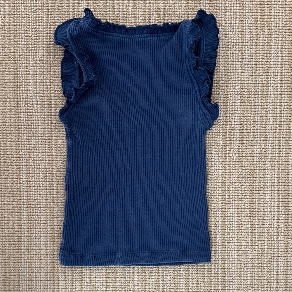 Pink Chicken Navy Ruffle Tank Top - Picture 3 of 3